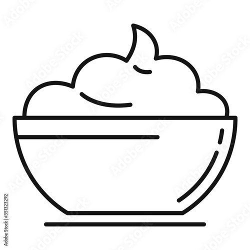 Bowl baby puree icon. Outline bowl baby puree vector icon for web design isolated on white background