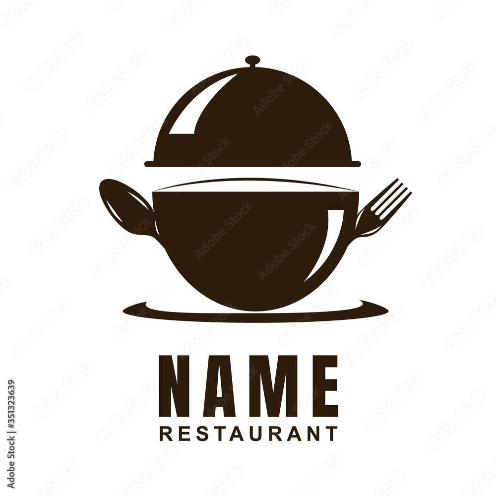 Restaurant logo design template with spoon, fork, and cutlery shape. Minimalist flat icon Cooking culinary concept. Element graphic vector illustration for label catering, chef branding, canteen Restaurant logo design template with spoon, fork, and cutlery shape. Minimalist flat icon Cooking culinary concept. Element graphic vector illustration for label catering, chef branding, canteen