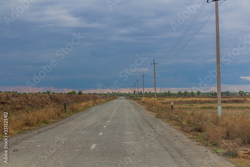 Road in Kyzylkum desert, Uzbekistan