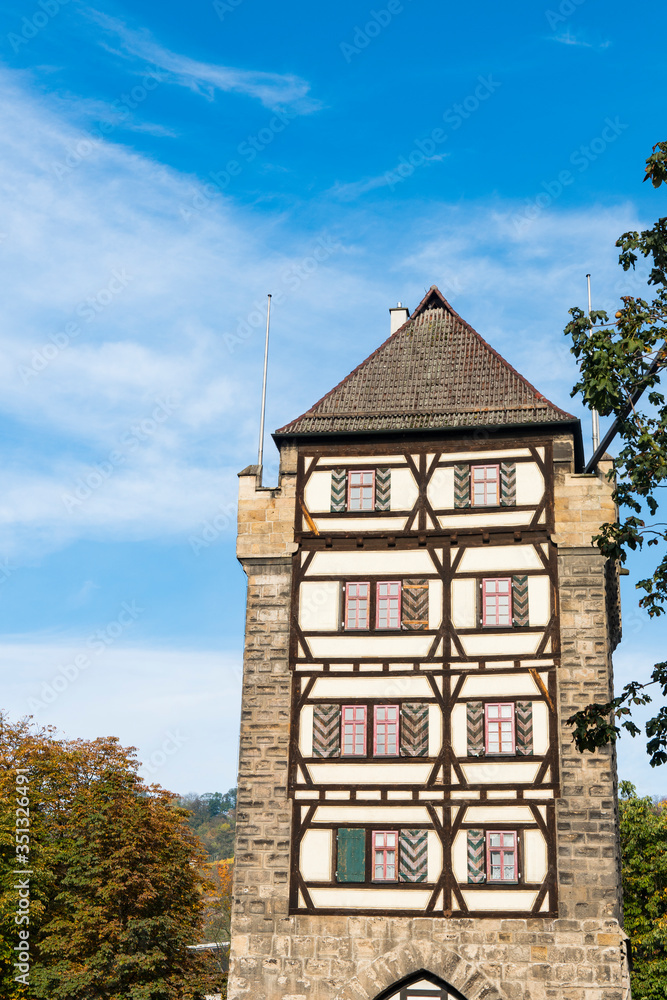 Medieval city gate Schelz tower. Esslingen am Neckar, Germany