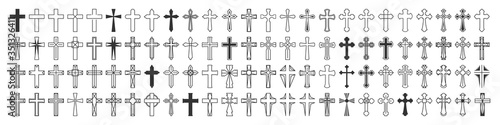 Fotobehang Christian Cross Vector Set Collection