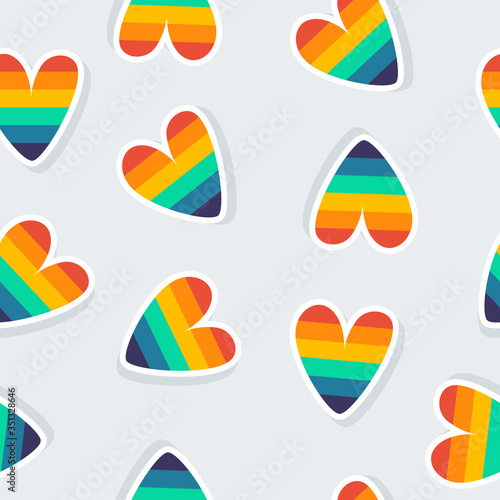 Seamless background with rainbow hearts. The concept of LGBTQ. Vector illustration with hearts, seamless pattern