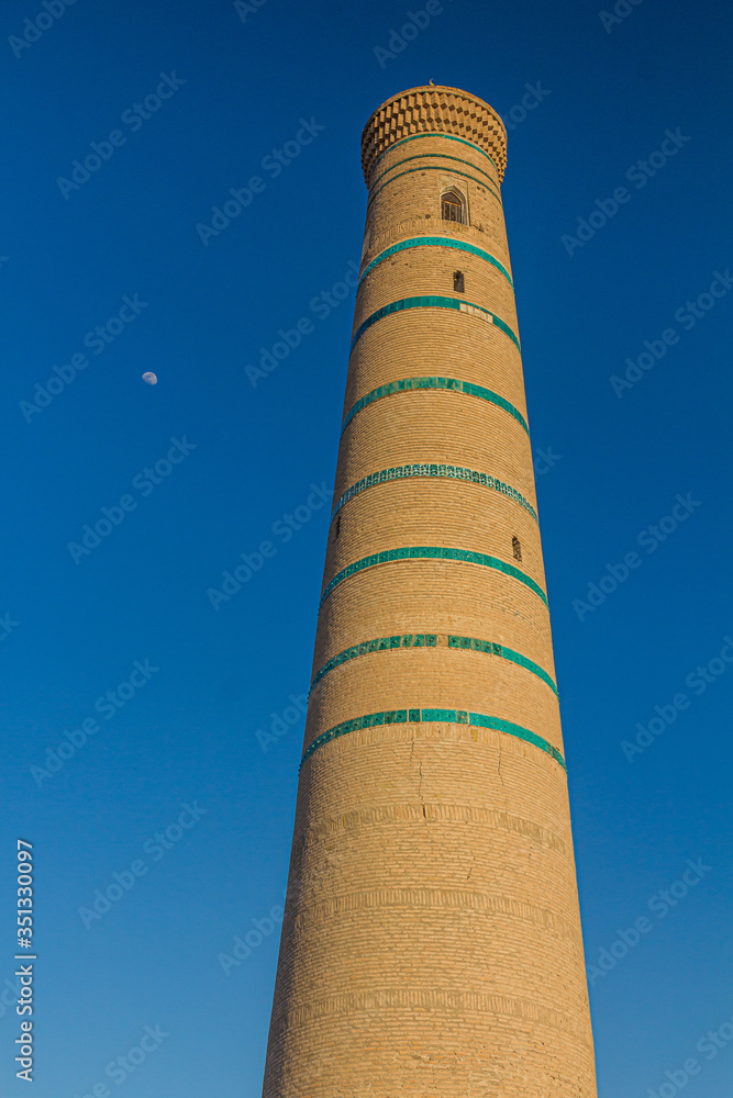 Juma mosque minaret in the old town of Khiva, Uzbekistan