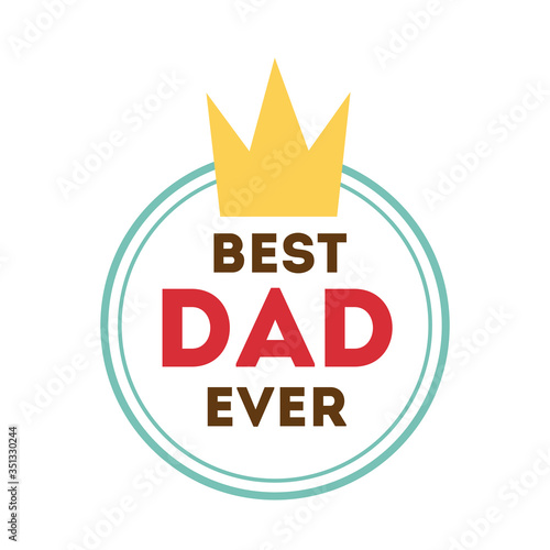 happy fathers day seal with king crown flat style