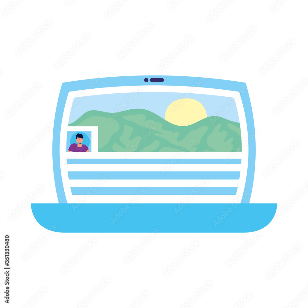 laptop with landscape picture scene laptop with landscape picture scene