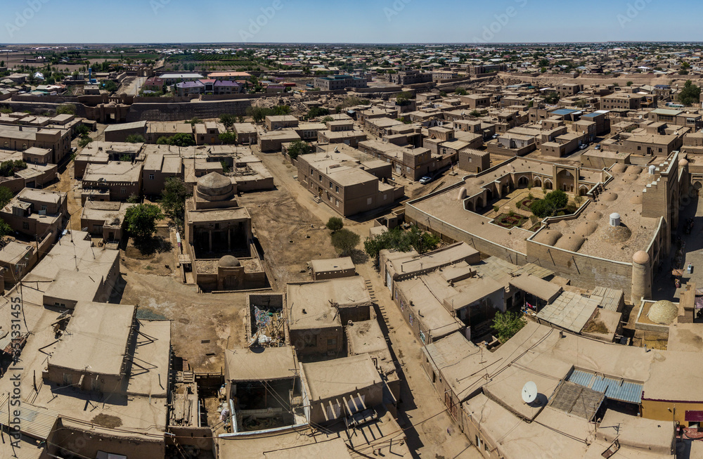 Aerial view of the old town of Khiva, Uzbekistan