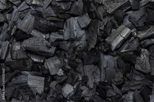 Charcoal for barbecue. Close-up. Flat lay.