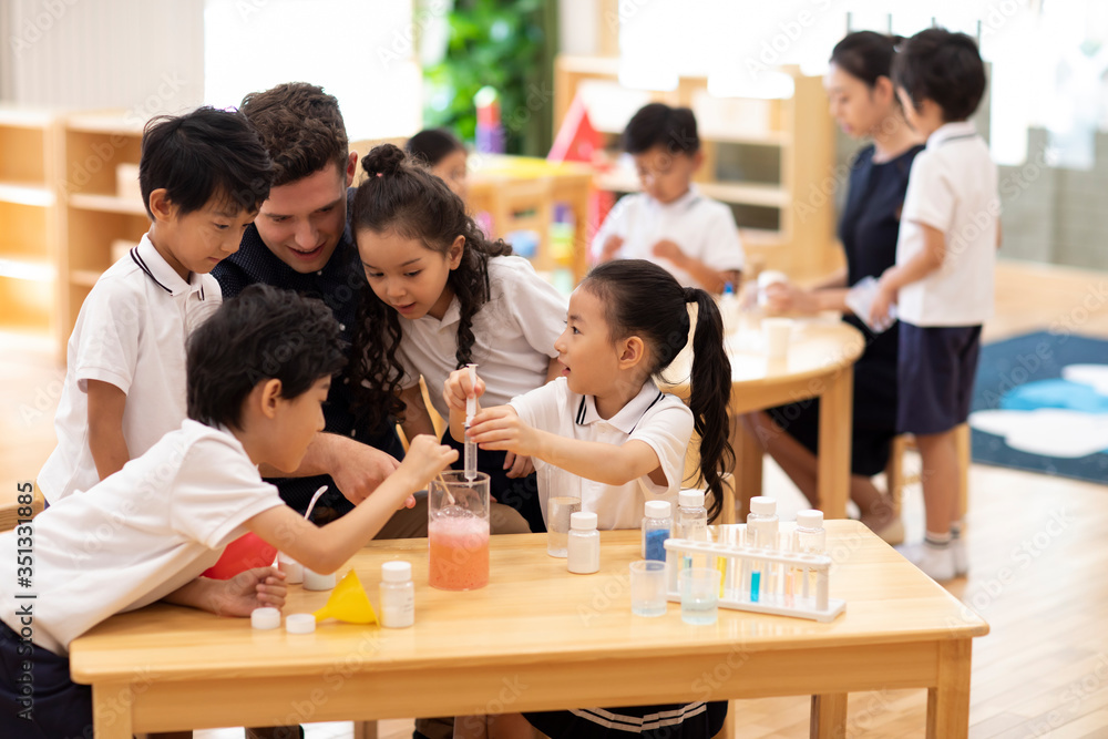 Children having science class