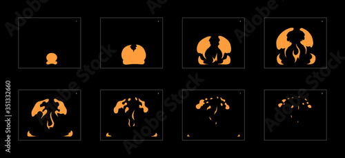 Dust explosion effect. Explosion Animation effect. Animation Sprite sheet for games, cartoon or animation. vector style animation effect 1057.