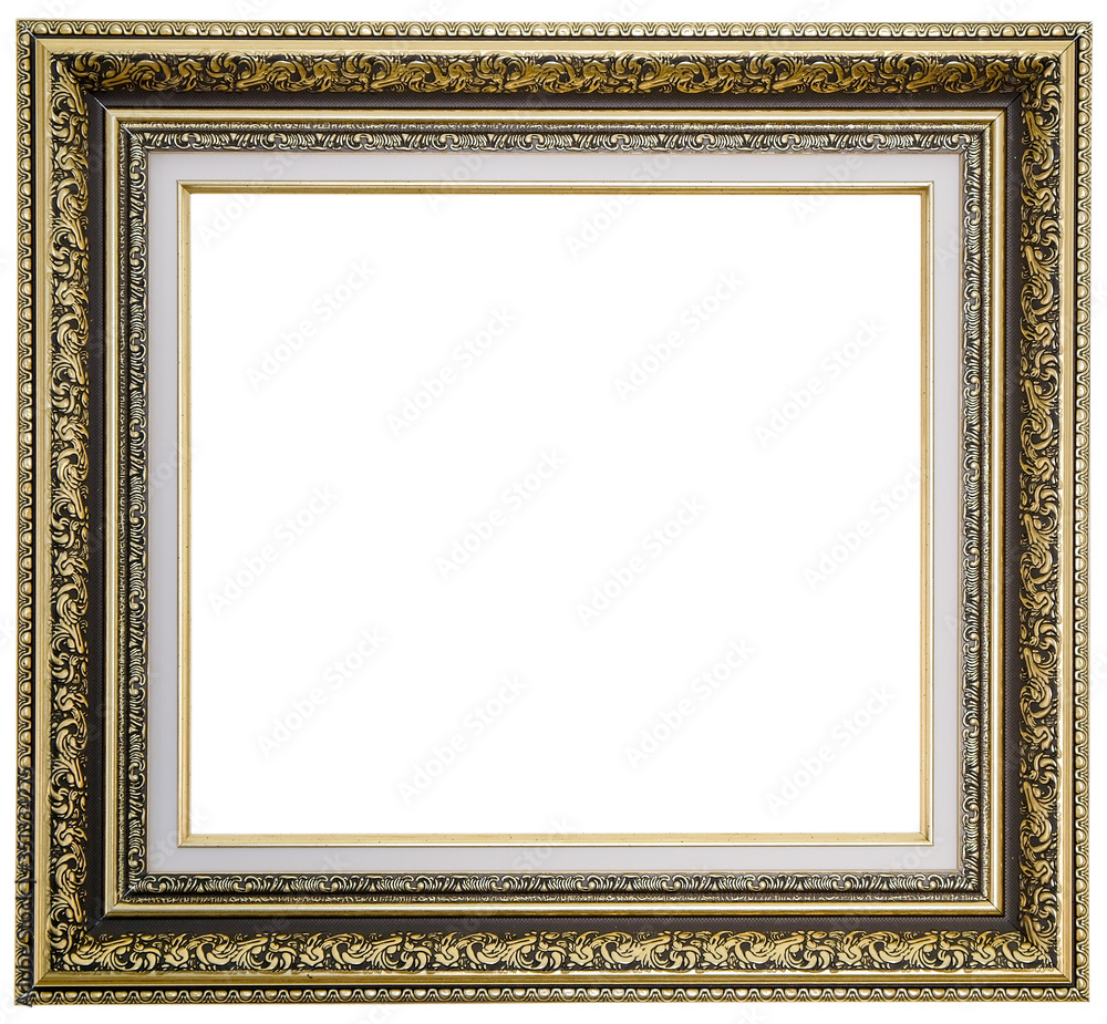 Golden frame. Selected object on a white background. Golden frame. Selected object on a white background.