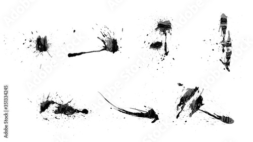 Set of abstract black paint splash  splatter  spilled and stains brushes for painting