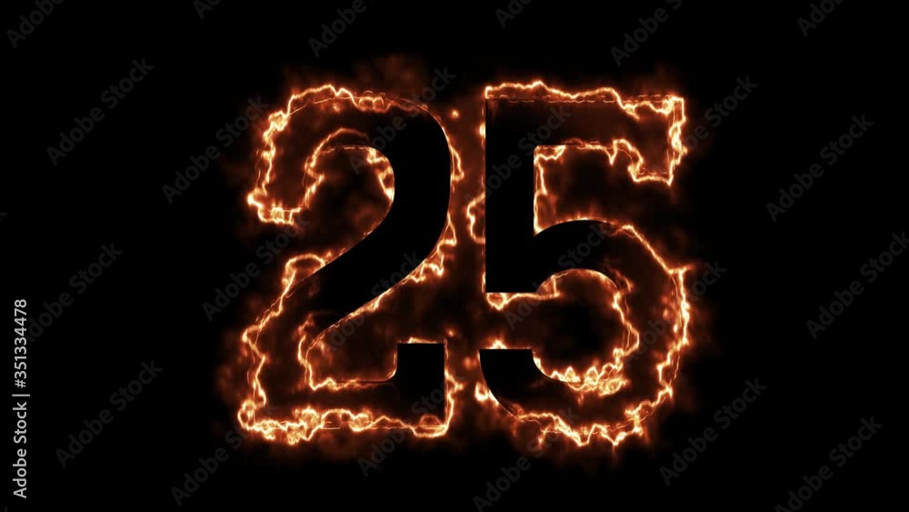 Energy Fiery Number 25 Animation. Fiery style. 4k. Energy Fiery Number 25 Animation. Fiery style. 4k.