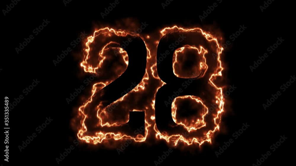 Energy Fiery Number 28 Animation. Fiery style. 4k. Energy Fiery Number 28 Animation. Fiery style. 4k.