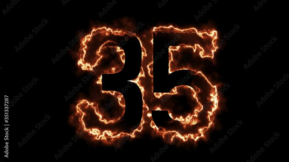 Energy Fiery Number 35 Animation. Fiery style. 4k. Energy Fiery Number 35 Animation. Fiery style. 4k.