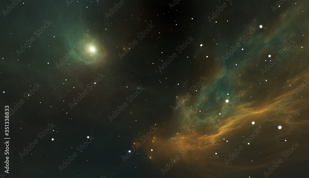 Glowing huge nebula with young stars. Space background Glowing huge nebula with young stars. Space background