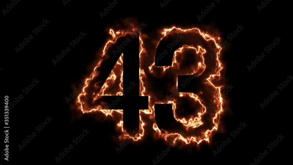 Energy Fiery Number 43 Animation. Fiery style. 4k. Energy Fiery Number 43 Animation. Fiery style. 4k.