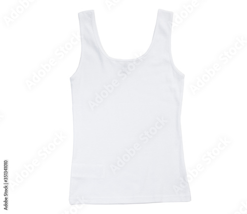 Back view white tank top isolated on white background, Plain Hollow Female Tank Top Shirt, isolated on white background
