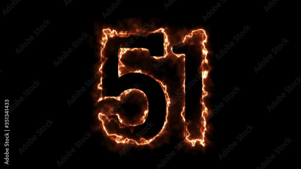 Energy Fiery Number 51 Animation. Fiery style. 4k. Energy Fiery Number 51 Animation. Fiery style. 4k.