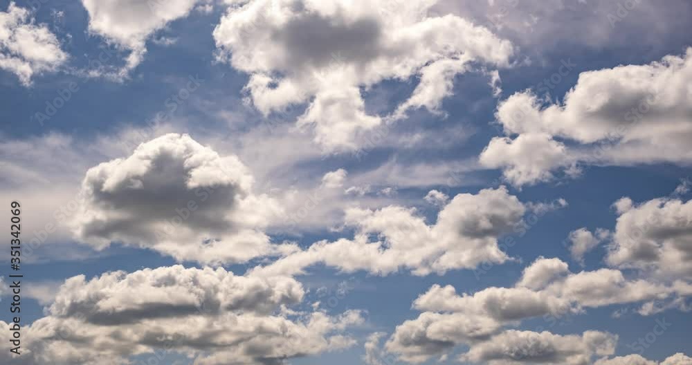 Time lapse clip of several fluffy curly rolling cloud layers in windy weather Time lapse clip of several fluffy curly rolling cloud layers in windy weather