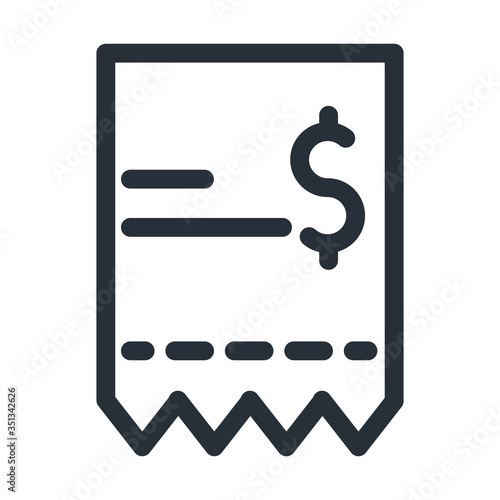 dollar inside receipt paper line style icon vector design