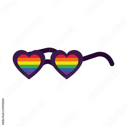 heart glasses with pride flag design, flat style