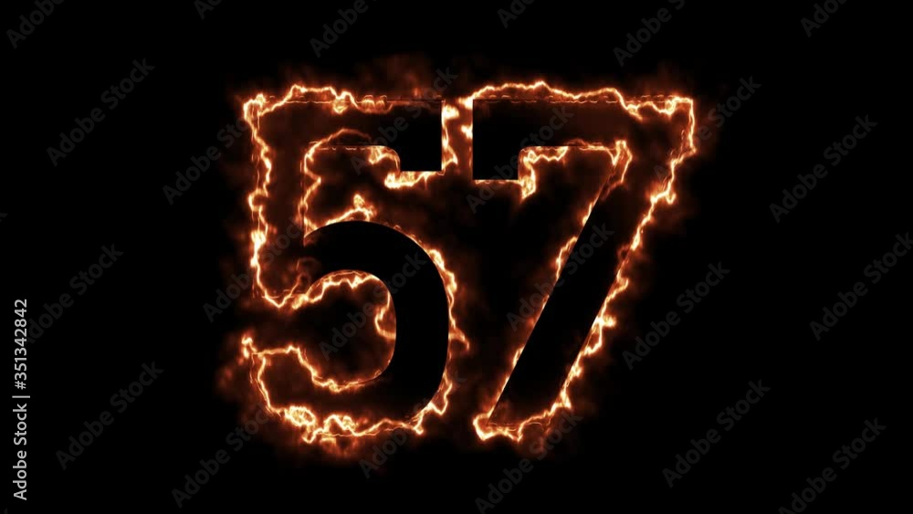 Energy Fiery Number 57 Animation. Fiery style. 4k. Energy Fiery Number 57 Animation. Fiery style. 4k.