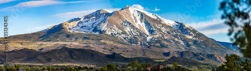 Beautiful view of mountain Sopris Aspen Glen Colorado photo