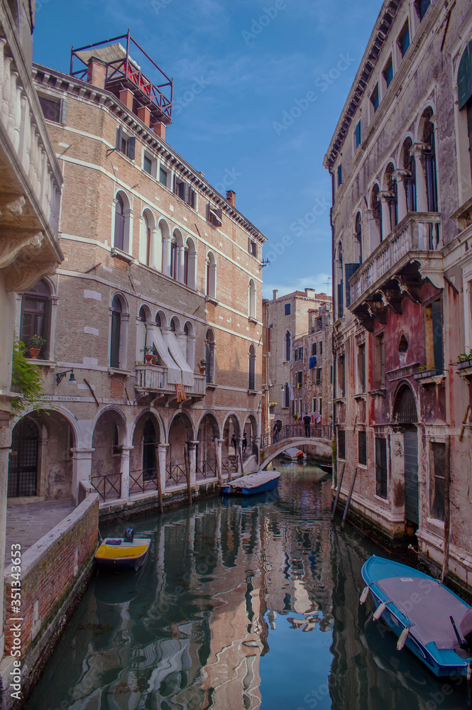 venetian canals and bridges .old city Venice , Italy.