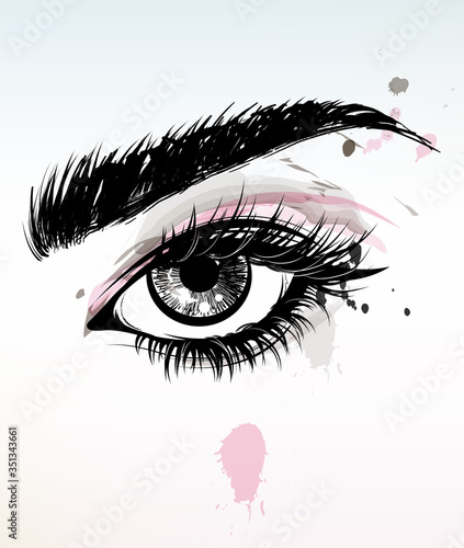 illustration vector of beautiful eye makeup and brow