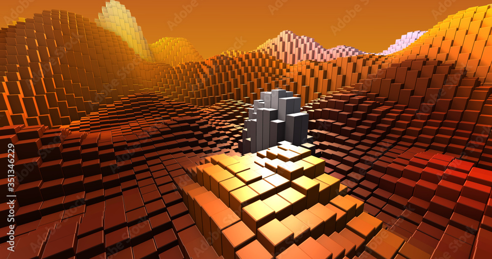Colorful 3D rendering. Blocks, geometric structure, shape composition. For web page, wallpaper, graphic design, catalog, texture or background