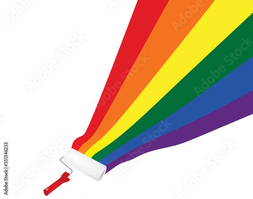 Roller roll rainbow colors. vector