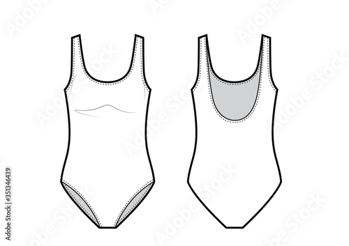 Vector illustration of women's one-piece swimsuit.