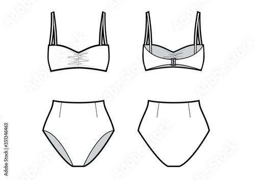 Vector illustration of women's retro swimsuit.