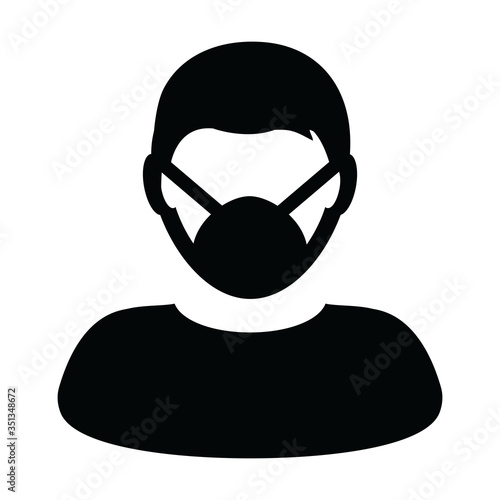 Surgical mask icon vector person profile male avatar symbol for medical and health care protection in a glyph Pictogram illustration © TukTuk Design