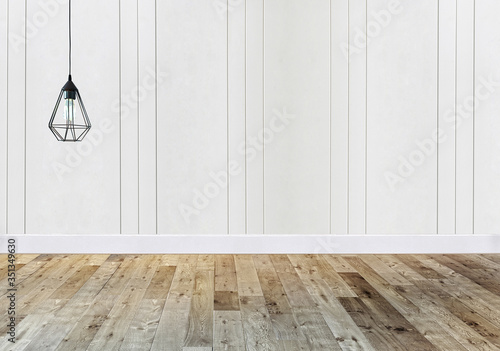 modern empty house interior design and lamp. 3D illustration