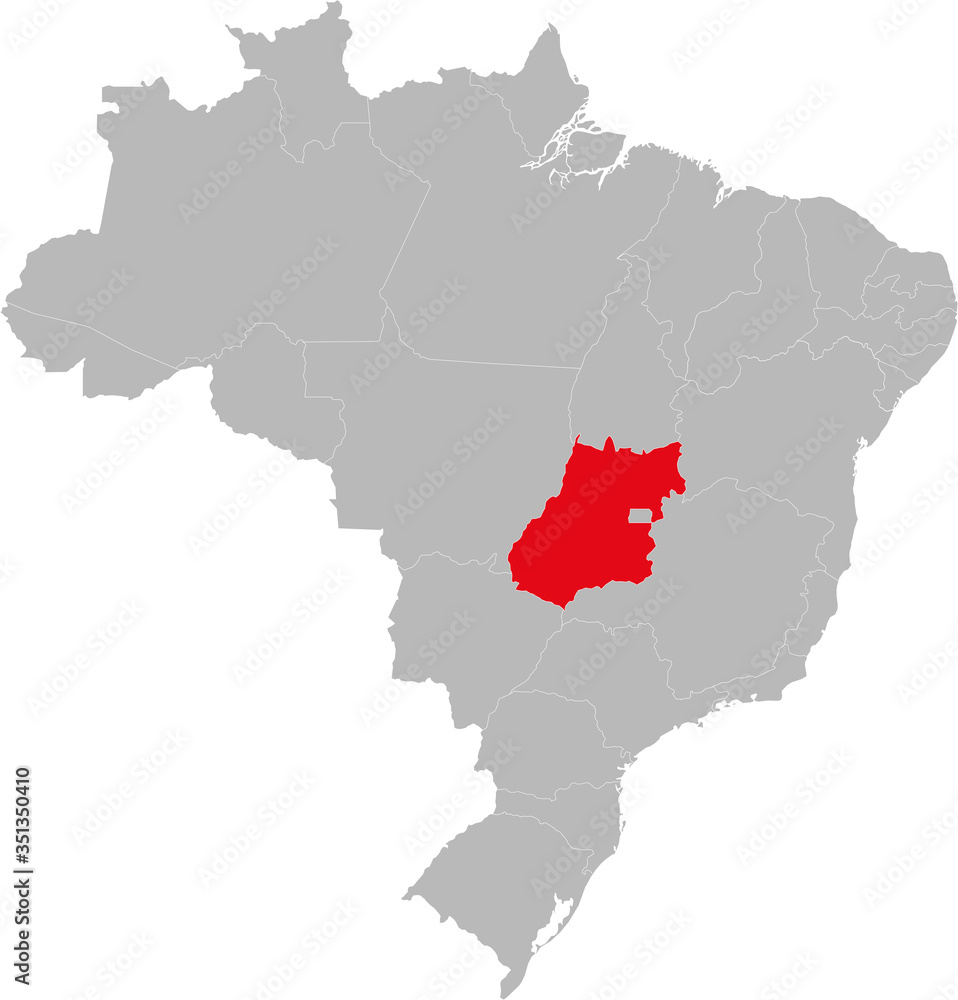 Obraz premium Goiás state highlighted on Brazil map. Business concepts and backgrounds.