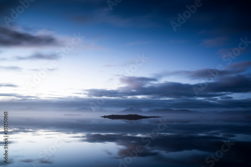 Idyllic view of seascape against dramatic sky in Iceland