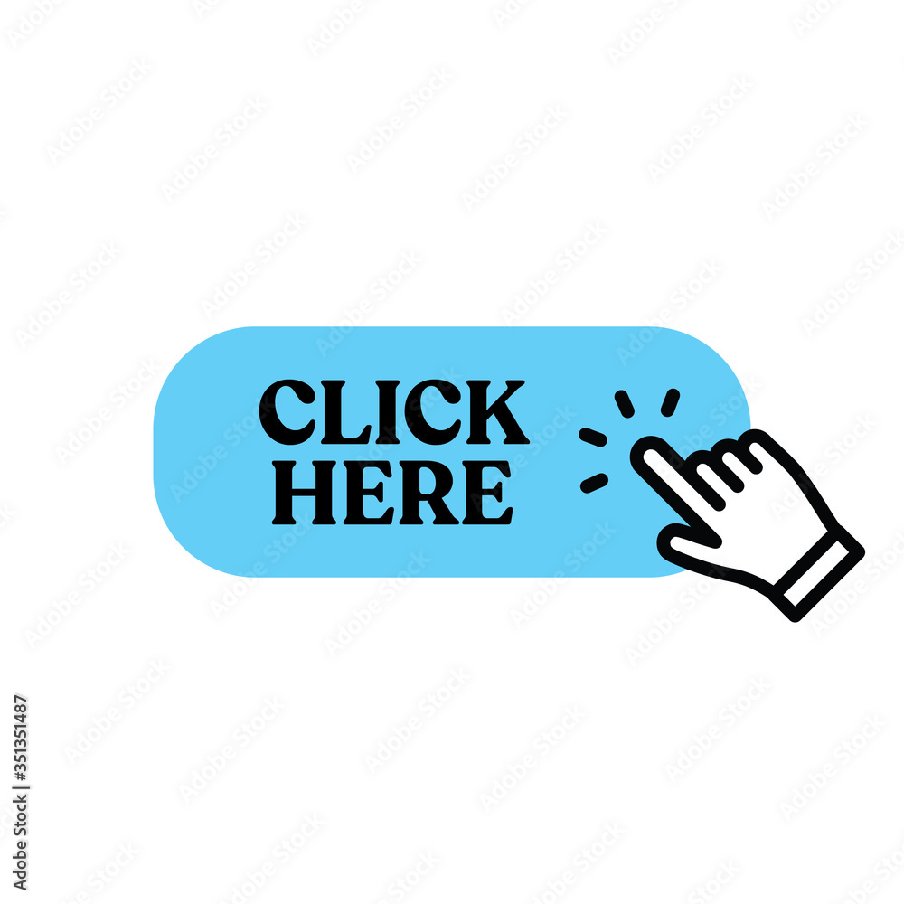 Click here button with hand clicking icon
