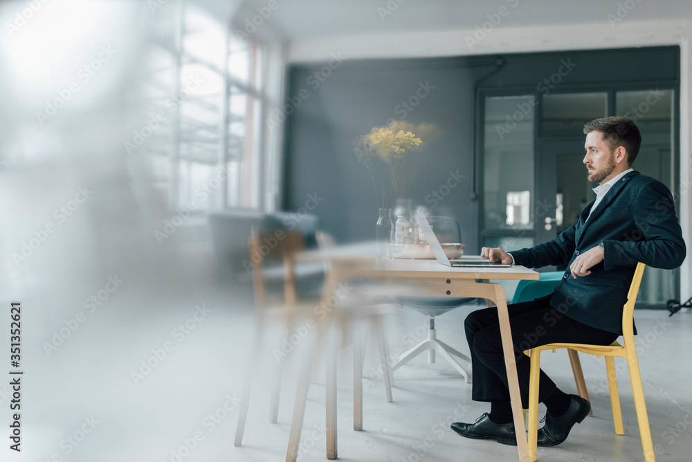 Businessman using laptop in office Businessman using laptop in office