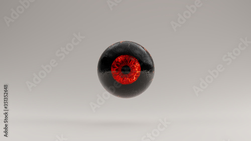 Black Human Eyeball with a Red Iris