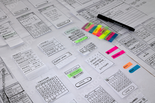 Obraz na płótnie UX sketches - Paper Prototype 