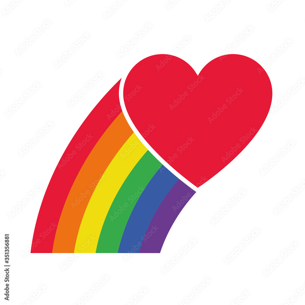 pride concept, heart and rainbow icon, flat style pride concept, heart and rainbow icon, flat style
