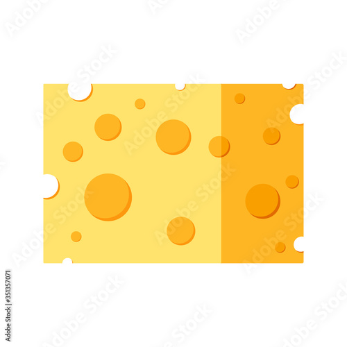 Cheese cube piece vector icon isolated on white background.