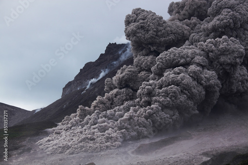 Montserrat, Caribbean, Pyroclastic flow over eruption photo