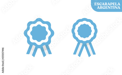 Argentina cockade. Badge with ribbons, rosette. argentinian flag colors. Vector illustration