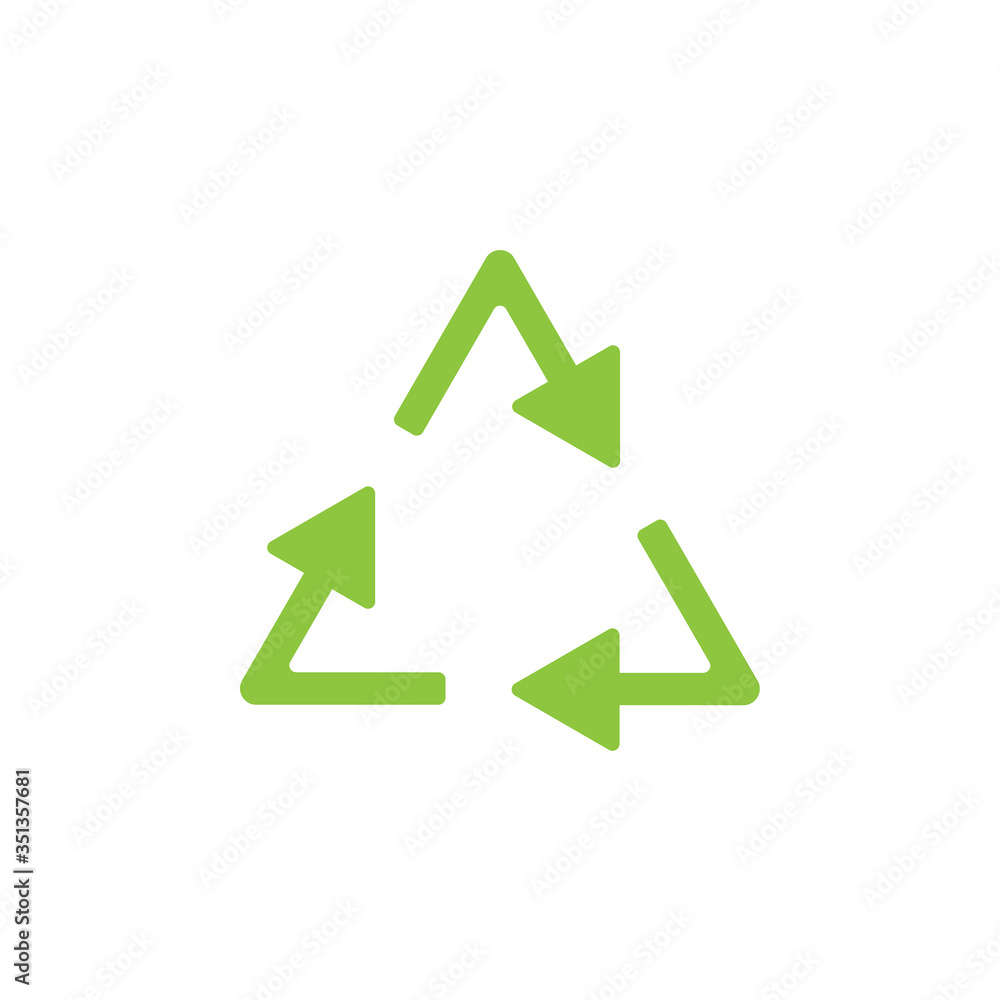 Green triangular eco recycle icons on white background Green triangular eco recycle icons on white background