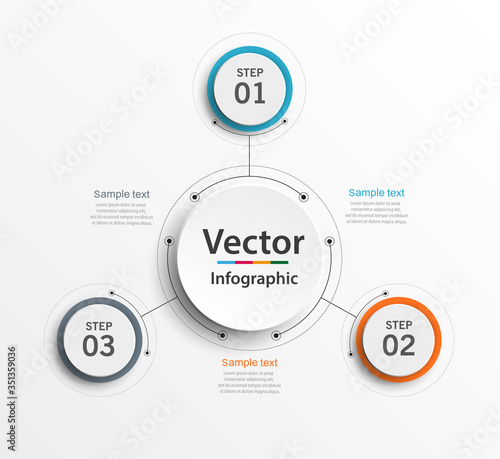 Infographic design template can be used for workflow layout, diagram, number options, web design. Infographic business concept with 3 options, parts, steps or processes.Vector eps 10