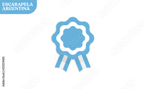 Argentina cockade. Badge with ribbons, rosette. argentinian flag colors. Vector illustration