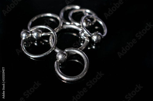 Body Jewelry piercing pieces on black