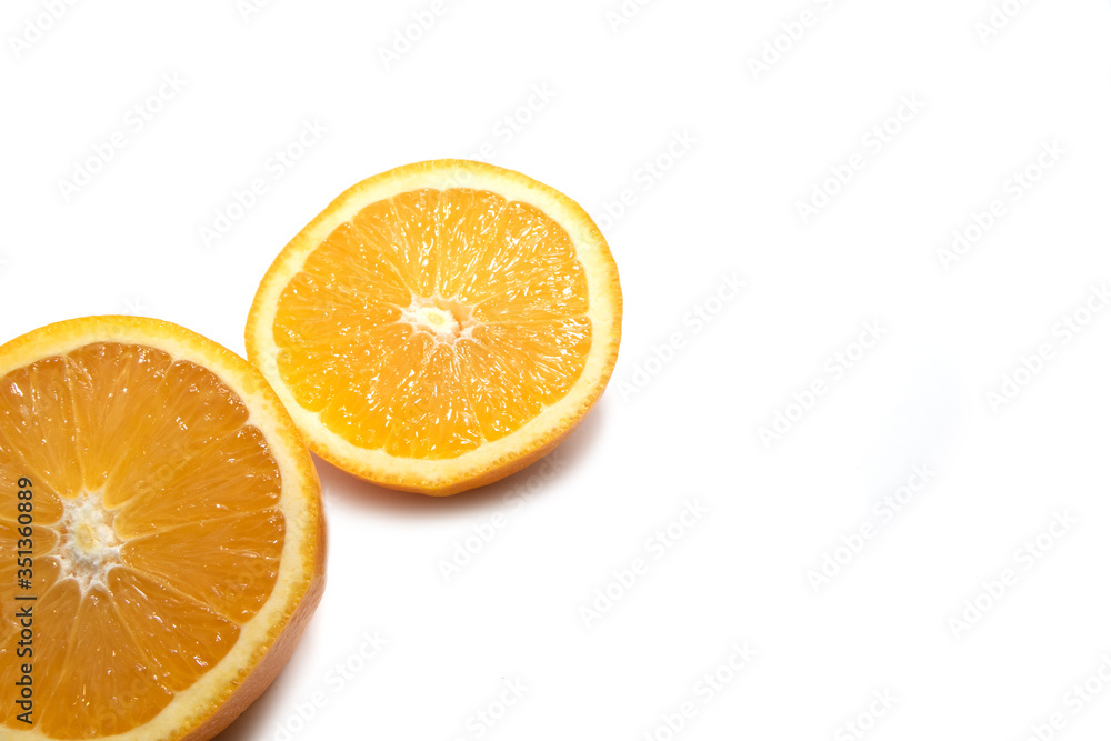 Orange cut haft isolated on white background. With clipping path. Orange cut haft isolated on white background. With clipping path.